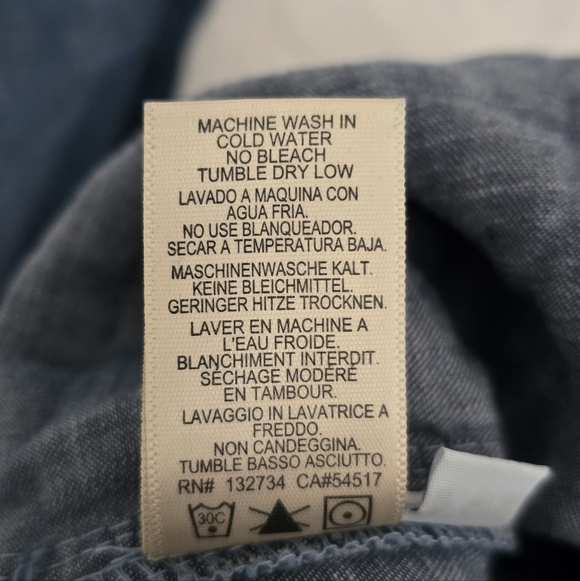 Anthropologie Cloth & Stone  Chambray Wrap Jumpsuit XS Blue Wide Leg Tie Waist - Picture 12 of 16